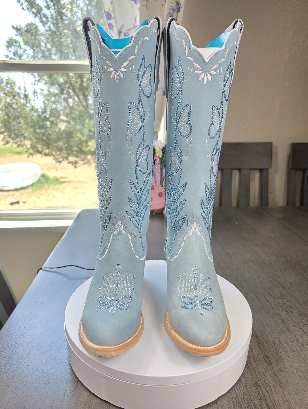 New LANE Sweet Memories Cowgirl Boots With SWAROVSKI CRYSTALS 7.5 - Picture 3 of 8